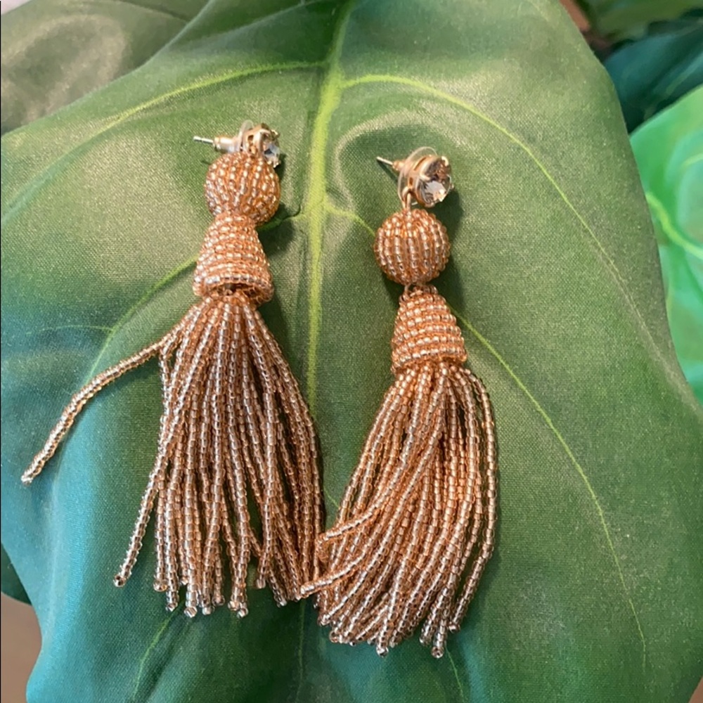 J. Crew Gold Beaded Statement Earrings